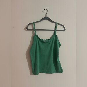 J. Crew Green Scalloped Sweater Shell